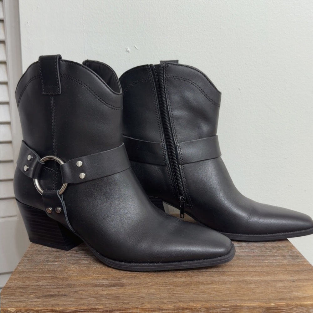 Black Ankle Boots with Buckle Detail